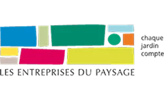 Composition graphique montrant les logos officiels de l'UNEP (Union Nationale des Entreprises du Paysage) et du programme Agenda 21, présentés de manière équilibrée et professionnelle sur un fond sobre et neutre, illustrant les certifications et affiliations environnementales.