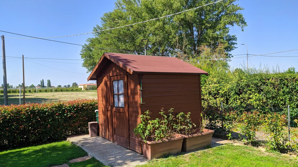 Jardin paysager avec pelouse parfaitement entretenue, mur de soutènement en pierre naturelle, végétation luxuriante incluant conifères taillés, arbustes à fleurs blanches et plantes grimpantes